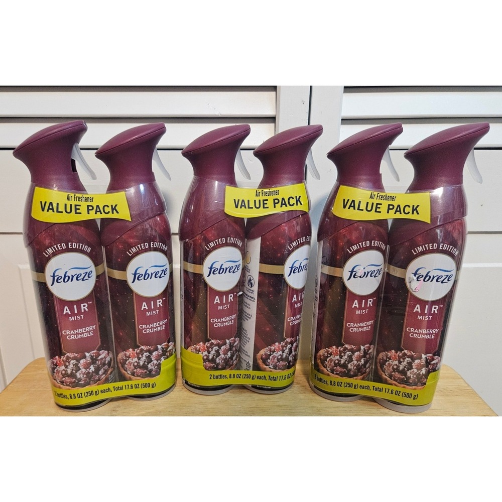 Febreze AIR Mist Limited Edition Cranberry Crumble 8.8oz Spray 6 Pack Value Set